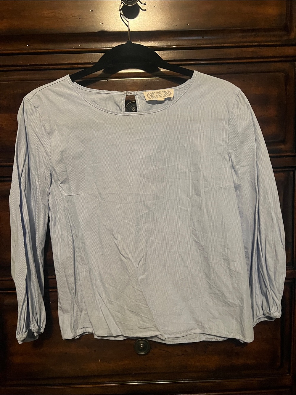 Pink Rose Light Blue Long Sleeve Women's Top
